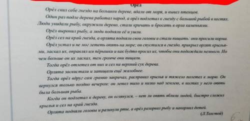 Найти ключевые слова и определить тип речи в тексте Л.Н.Толстого Орёл