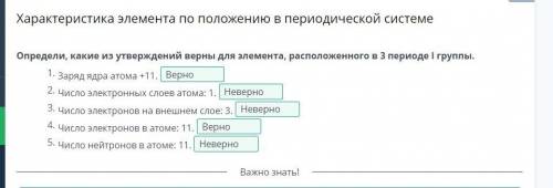 Характеристика элемента по положению в периодической системе Определи, какие из утверждений верны дл