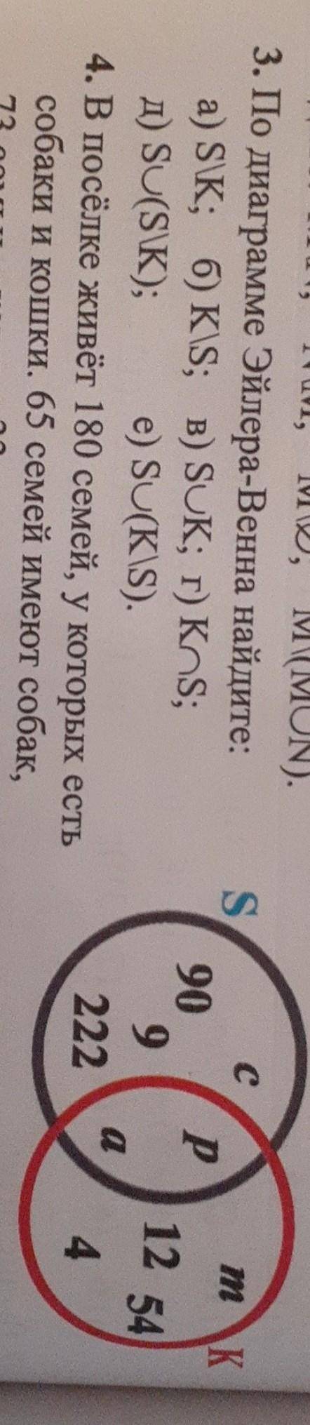 По диаграмме Эйлера-Венна найдите: а) S\К; б) K\S; в) SUK; г) Kos; д) Su(S\К); e) SU(K\S).