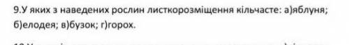 У яких з наведених рослин рослого розміщення кільсясте а) яблуня в) елодея г) бузок д) бузок