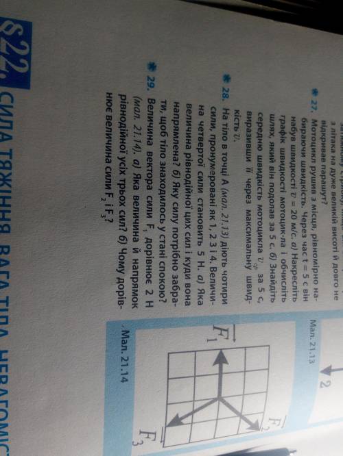 Величина вектора сили F1 дорівнює 2 H а)Яка величина й напрямок рівнодійної усіх трьох сил ? б) Чому