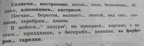 Списать, вставить окончание и падеж у прилагательных.