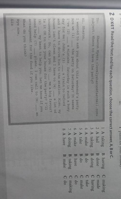 2 KET Read the text and for each question, choose the correct answer, A, B or C. Sharon Myers Subjec