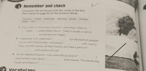 Complete the sentences with the words in the box. Then check on page 82 of the Student's Book.dinner