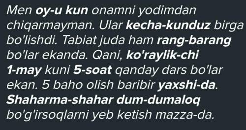 247-mashq. Uyga vazifa. Berilgan so'zlarning imlosiga diqqat qiling Ular ishtirokida gaplar tuzing.