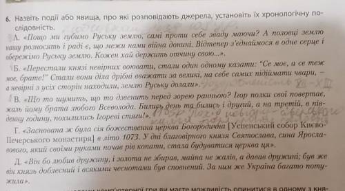 Назвіть події або явища, про які розповідають джерела та рік коли вони відбулись. А та В зробила з і