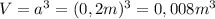 V=a^3=(0,2m)^3=0,008m^3