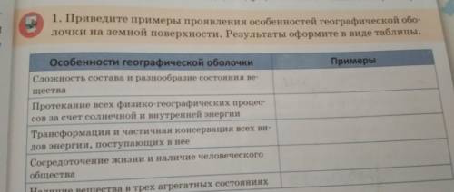 1. Приведите примеры проявления особенностей географической обо- лочки на земной поверхности. Резуль