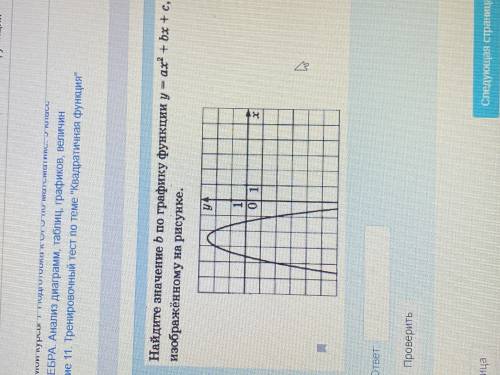 Найдите значение b по графику функции y=ax^2+bx+c, изображённому на рисунке .