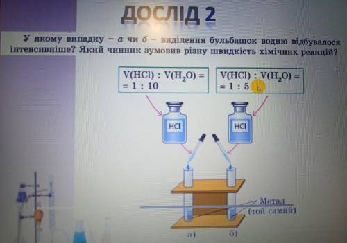 У якому випадку а чи б виділення бульбашок водню відбувалося інтенсивніше? Який чинник зумовив різну