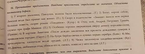 16. Прочитайте предложения. Найдите приложения, определите их значения. Объясните постановку дефиса.