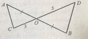 Вiдрiзки АВ і CD перетинаються в точці 0. 40=OB, CO = 3 см, OD = 5 см. Знайдіть відношення площ трик