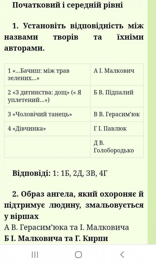 5.Образ ангела, який охороняє й підтримує людину, змальовується у віршах а)В. Герасим’юка та І. Малк