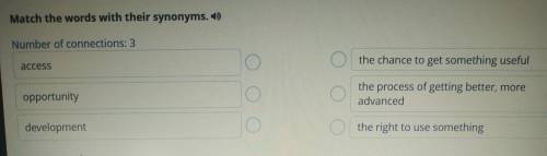 Match the words with their synonyms.) Number of connections: 3 access the chance to get something us