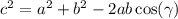 {c}^{2} = {a}^{2} + {b}^{2} - 2ab \cos( \gamma )