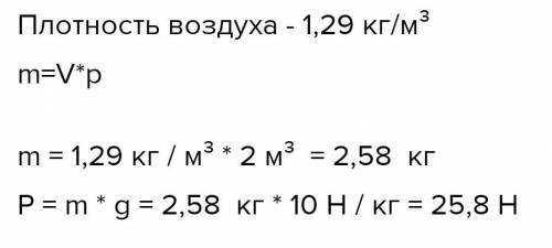 Чему равен вес воздуха обьёмам 2m3