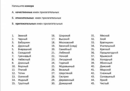 Проверочная работа по разделам имён прилагательных по значению