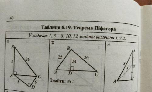 У задачах 1, 3 знайти величину x, y, z