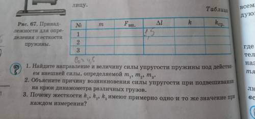 (7 класс)Лабораторная работа Определение жёсткости пружины §25 с.93-94, Оформить работу, ответи на в