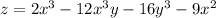 z=2x^3-12x^3y-16y^3-9x^2