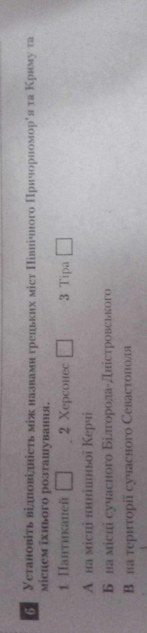 Установіть відповідність між назвами грецьких міст Північного Причорномор'я та Криму та місцем їхньо