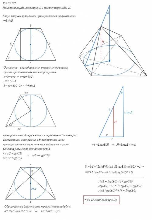 Основанием пирамиды служит равнобедренная трапеция с острым углом Эта трапеция описана около окружн