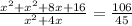 \frac{x^2+x^2+8x+16}{x^2+4x}=\frac{106}{45}