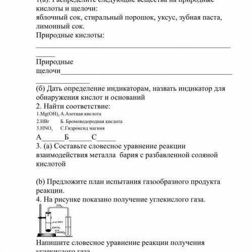 1(а). Распределите следующие вещества на природные кислоты и щелочи: яблочный сок, стиральный порошо