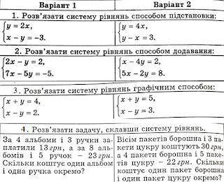 Контрольна робота з алгебри 7 клас