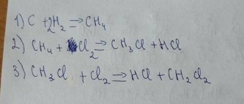 Здійсніть перетворення C->CH4->CH3Cl->CH2Cl2