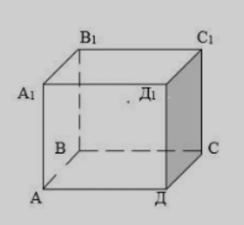 Користуючись зображенням куба АВСДА1В1С1Д1 записати: - ребра куба, що паралельні грані АД Д1А1; - гр