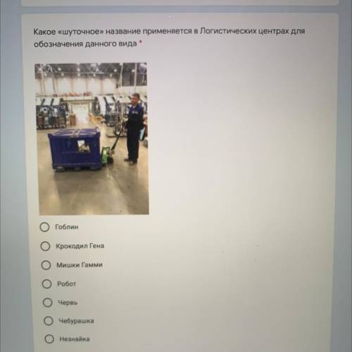 Какое «шуточное» название применяется в логистических центрах для обозначения данного вида Варианты 