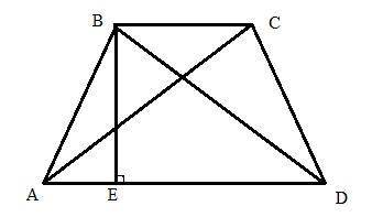 основа AD рівнобічної трапеції АВСD ділиться висотою BE на відрізки довжиною 5 і 16 см, а довжина бі