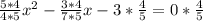 \frac{5*4}{4*5} x^{2} -\frac{3*4}{7*5}x-3*\frac{4}{5} =0*\frac{4}{5}