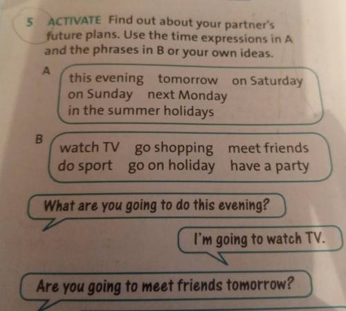 ACTIVATE Find out about your partner's future plans. Use the time expressions in A and the phrases i