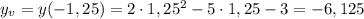 y_{v}=y(-1,25)=2\cdot 1,25^2-5\cdot 1,25-3=-6,125