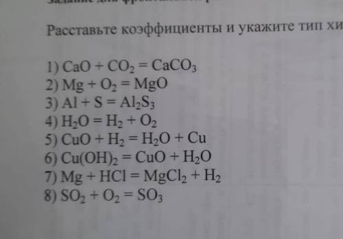 Нужно ещё указать тип хим реакции нужно сделать быстро