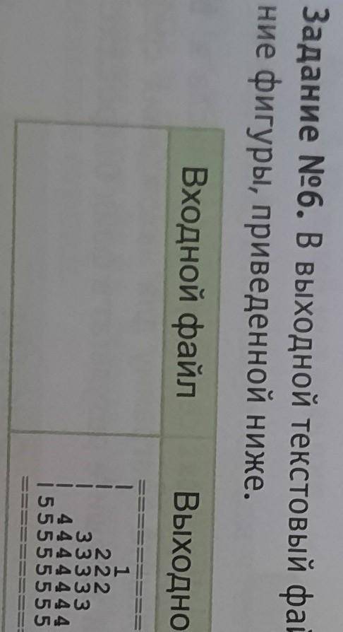 Задание N№6. В выходной текстовый файл output.txt выведите изображе- ние фигуры, приведенной ниже.Вх