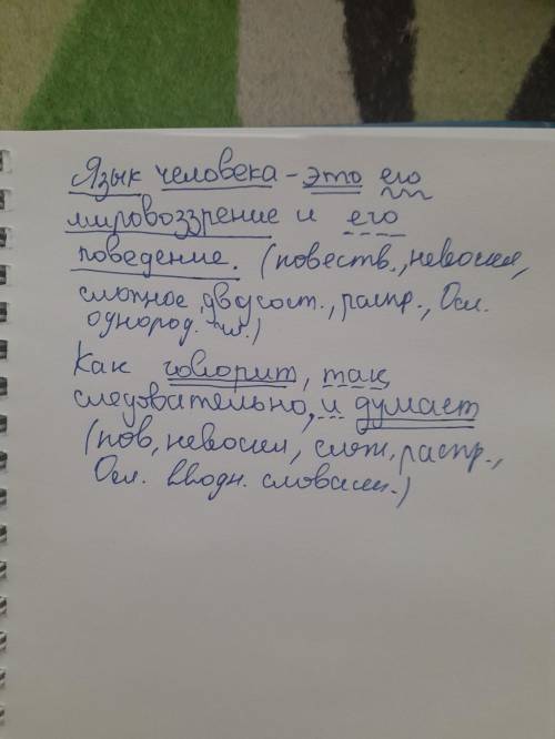 Синтаксический разбор предложения. Язык человека – это его мировоззрение и его поведение. Как говори