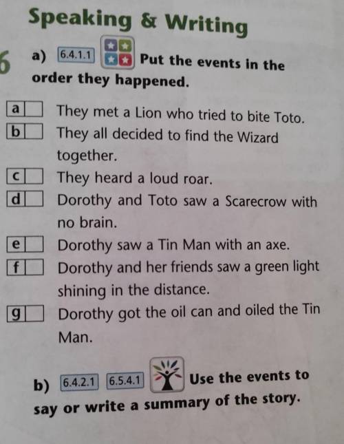 Speaking & Writing O Put the events in the order they happened. 64.1.1 6 a) a b C d They met a L