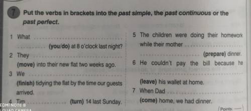 you should put the verbs in the brackets into the past simple, the past continuous, past perfect ten