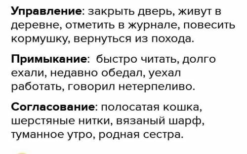 я хз че такое виды связи.. меня не было на уроке.. составить по 5 словосочетаний к каждому виду связ