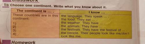 Choose one continent. write what you know about it.