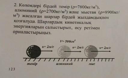 2-задания Шарики одинакового размера из железа (ρ = 7800 кг/м^3), алюминия (ρ = 2700 кг/м^3) и меди 