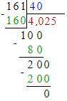 Разделите 16,1 :4 десятичную дробь столбиком