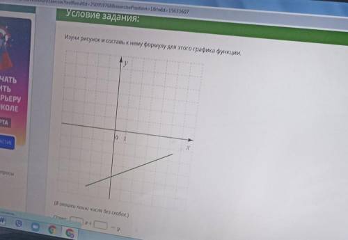 Изучи рисунок и составь к нему формулу для этого графика функции. 1 ЧАТЬ ИТЬ АРЬЕРУ ШКОЛЕ АРТА 0 1 *