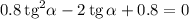 0.8\,\mathrm{tg}^2\alpha-2\,\mathrm{tg}\,\alpha+0.8=0