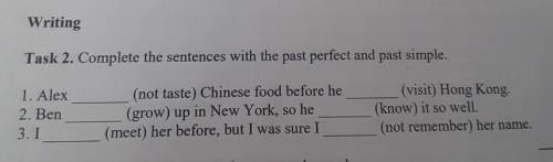 Task 2. 1. Alex(not taste) Chinese food before he___(visit) Hong Kong.