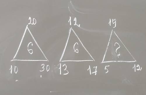 Найдите число в третьем треугольнике