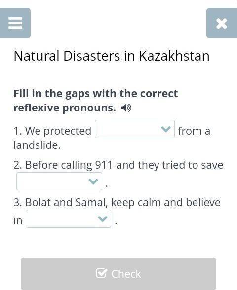 ОМ по английскому Natural Disasters in KazakhstanFill in the gaps with the correct reflexive pronoun